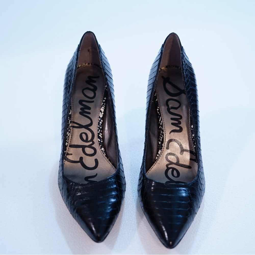 Sam Edelman Black Croc-Embossed Women's Pumps